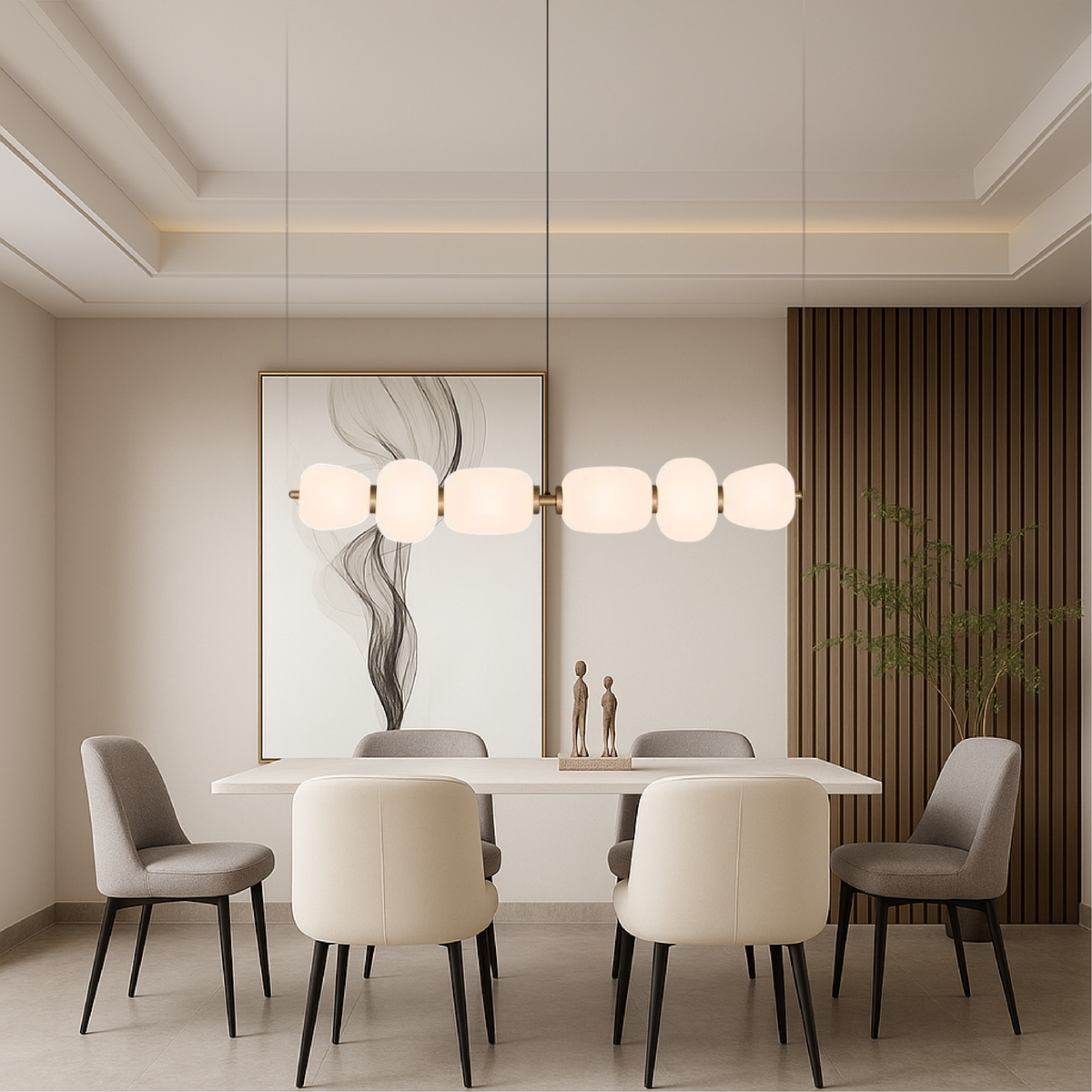 Minimalist White Pendant Light for Ambient Dining and Kitchen Lighting