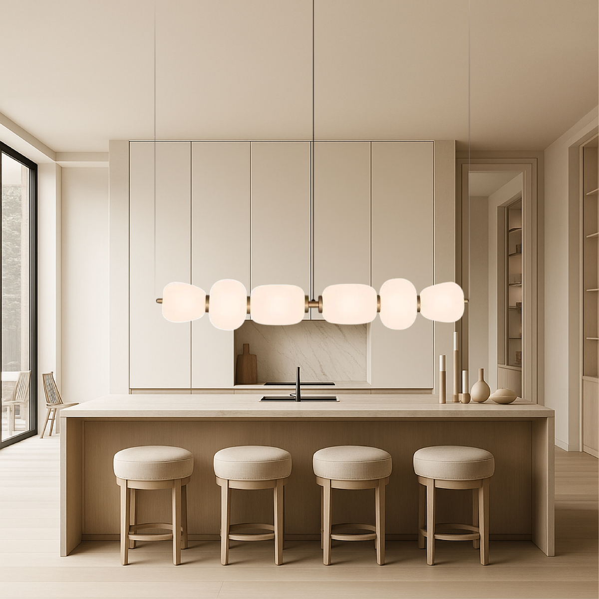 Minimalist White Pendant Light for Ambient Dining and Kitchen Lighting