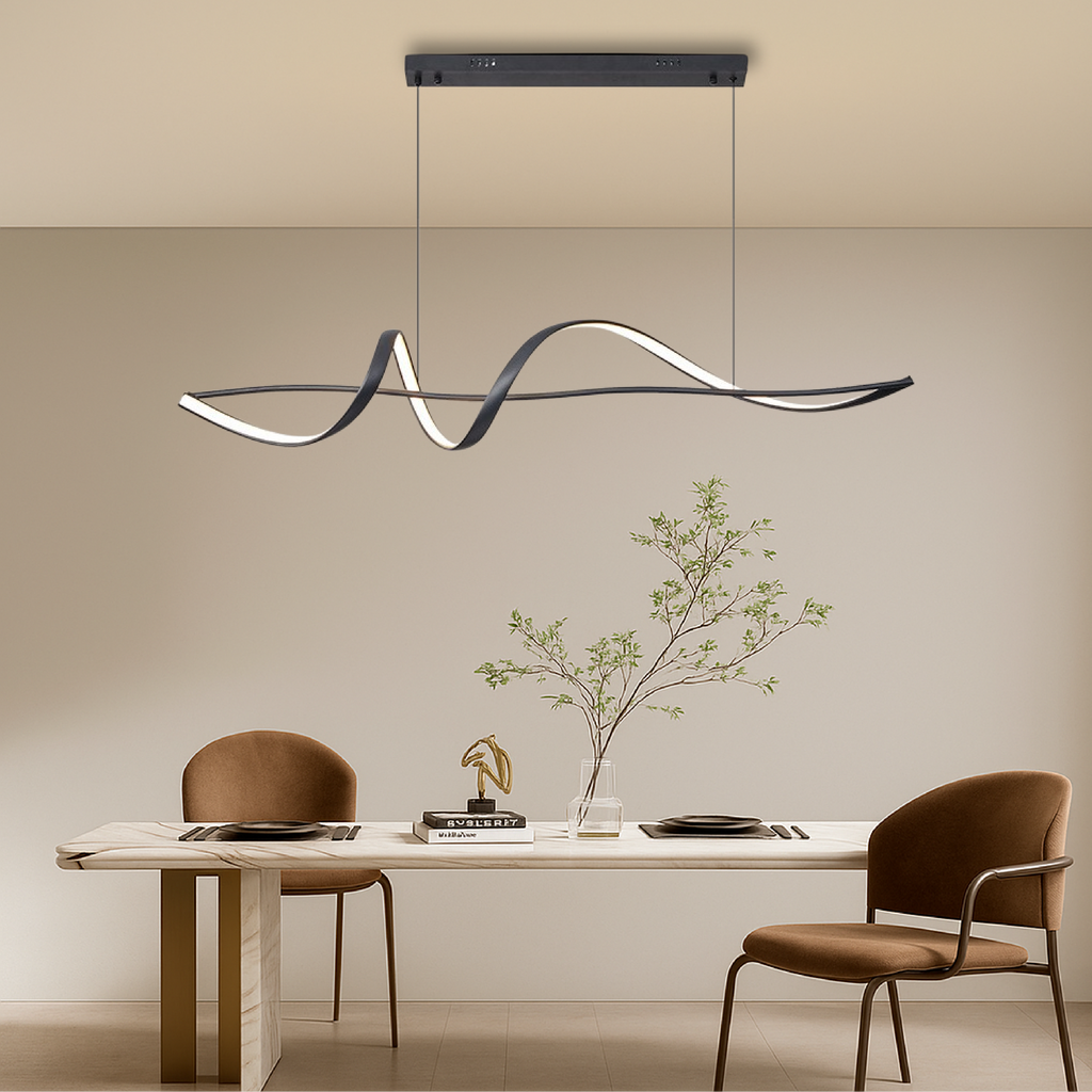 Modern Wave LED Pendant Light for Warm Ambient Illumination