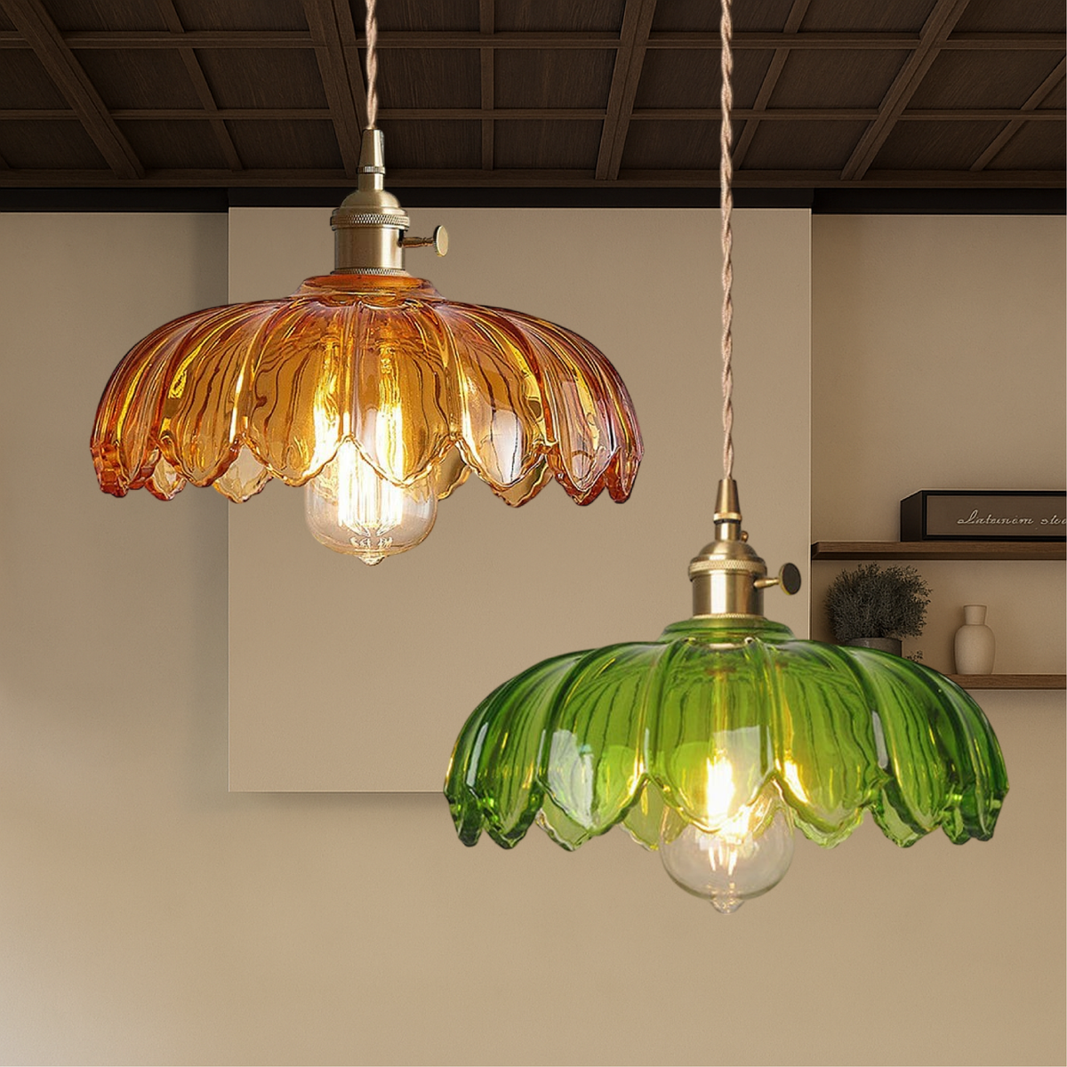 Retro Blossom Glass Ceiling Pendant Light for Ambient Illumination