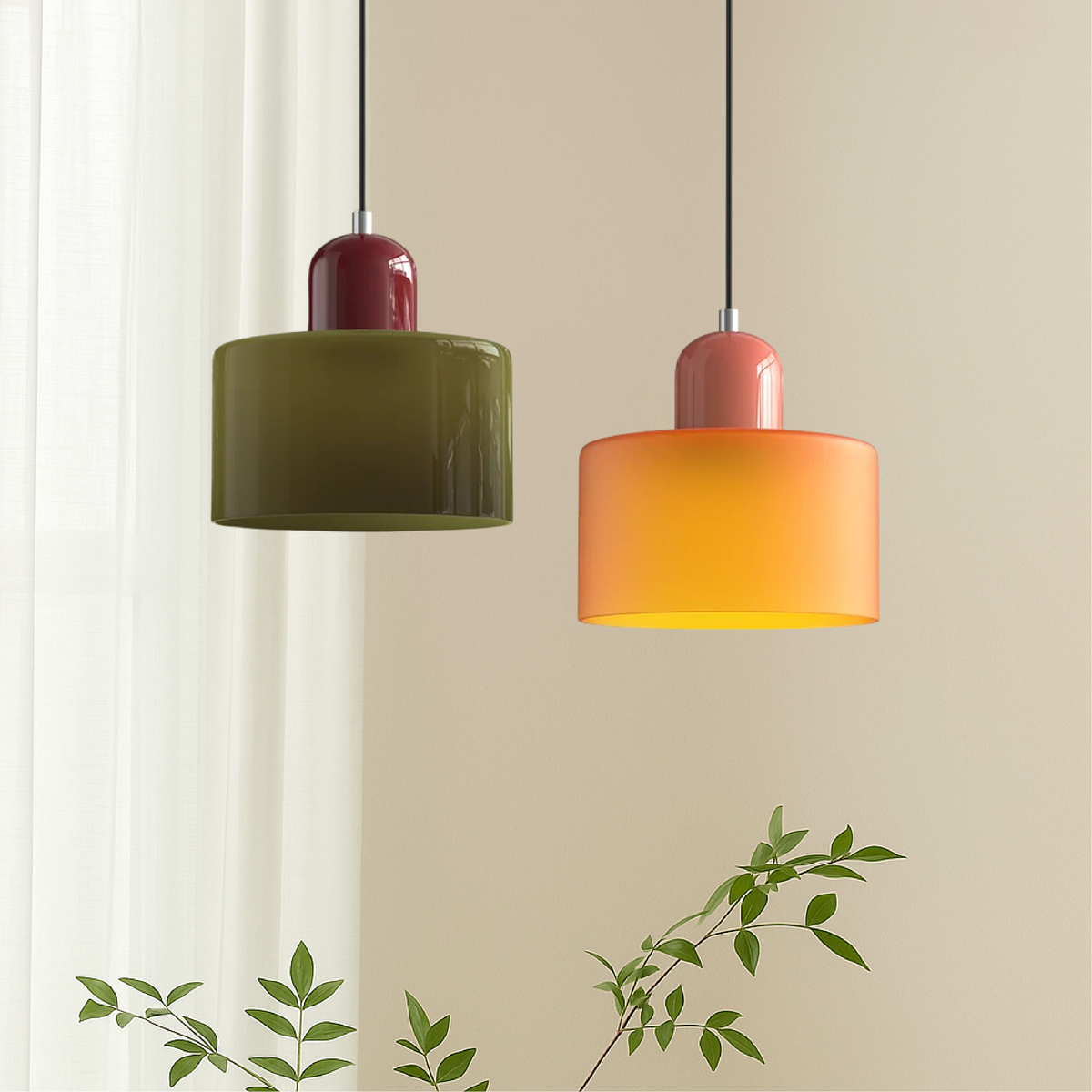 Bauhaus Coloured Glass Pendant Light for Soft Ambient Lighting