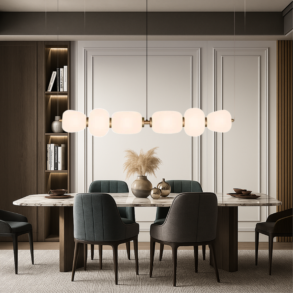 Minimalist White Pendant Light for Ambient Dining and Kitchen Lighting