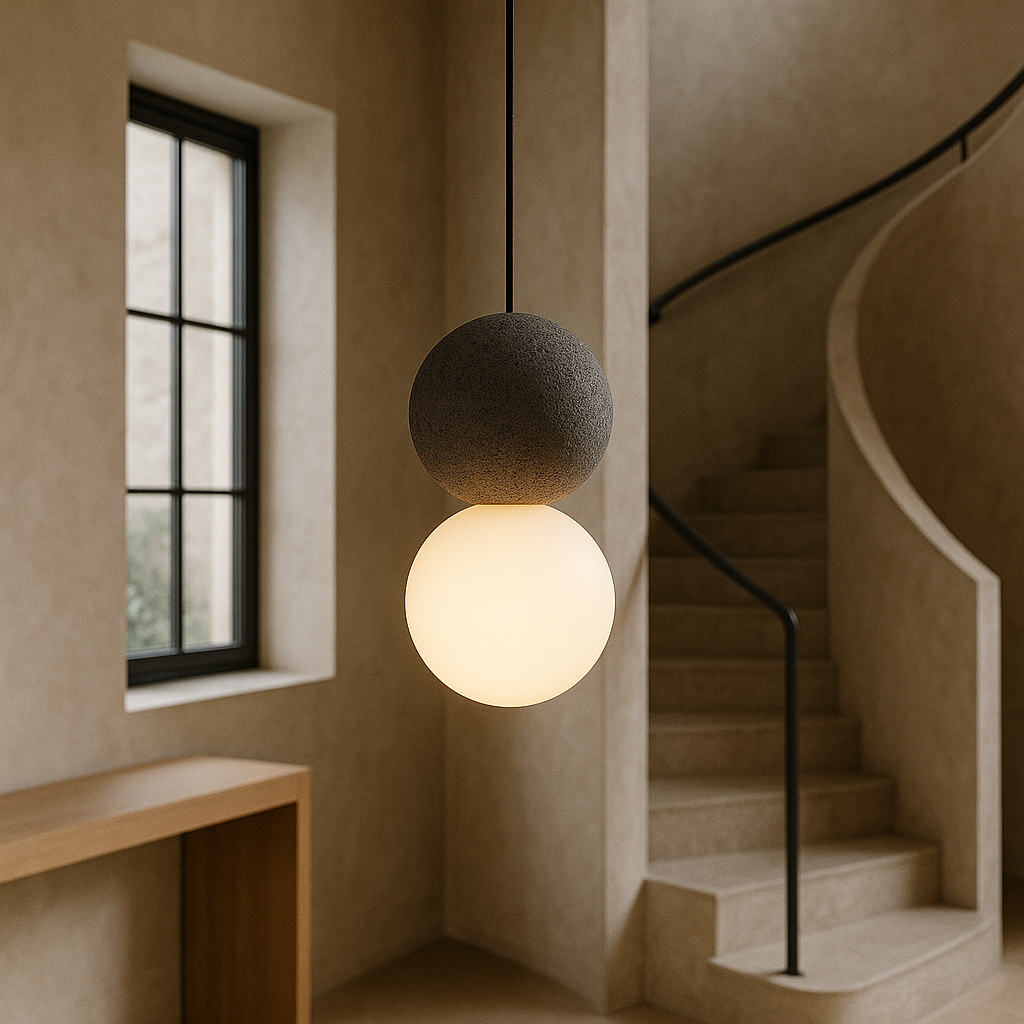 Minimalist Obsidian Stone Pendant Light for Focused Downward Illumination