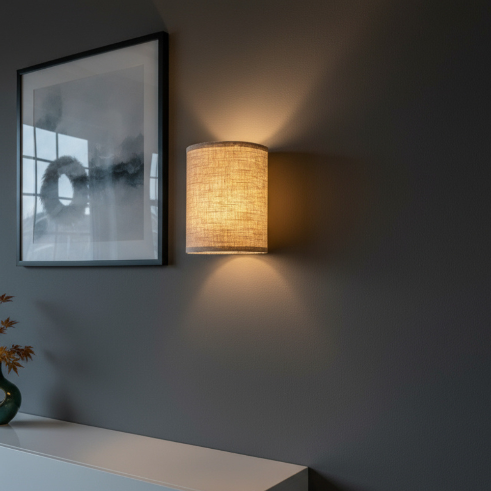 Pair of Fabric Wall Sconces for Upward and Downward Ambient Lighting