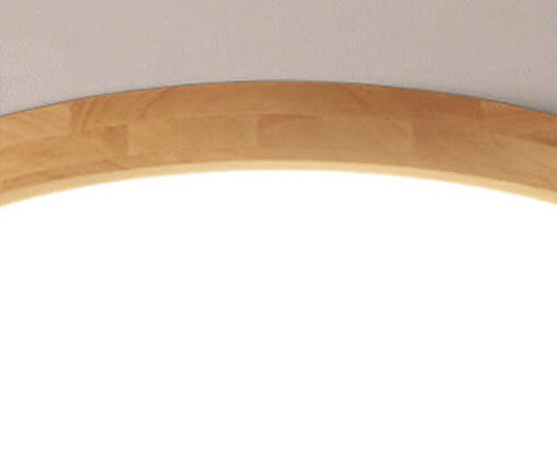 Nordic Round LED Flush Mount Ceiling Light with Natural Wood Frame