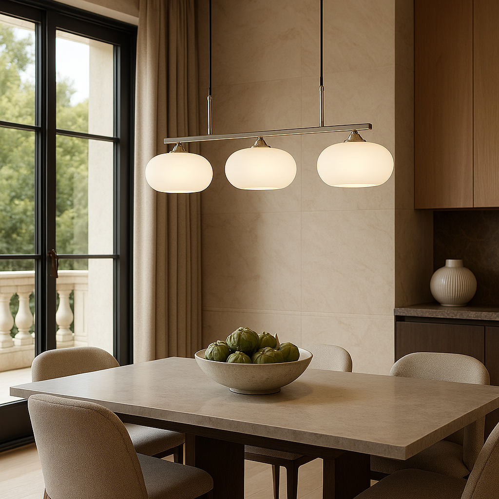 Modern 3-Light Bauhaus Linear Island Pendant Light for Even Illumination