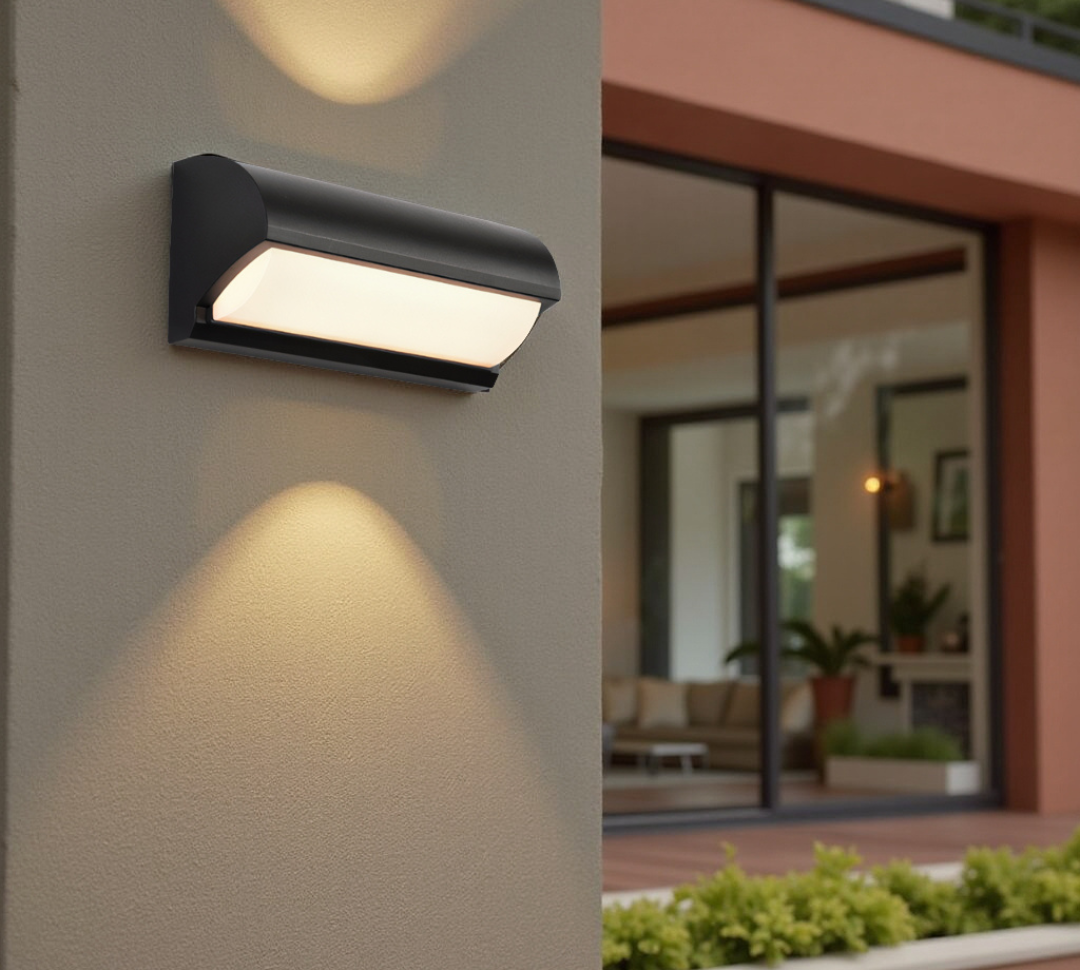 Black Rectangular LED Outdoor Wall Light For Exterior Illumination