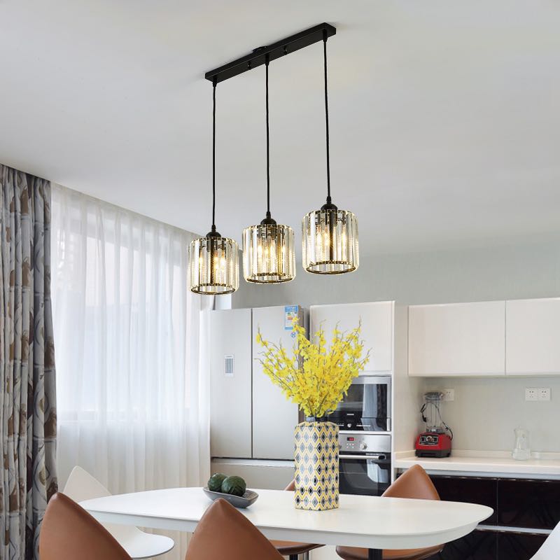 Cluster Pendant Light with Ribbed Cylindrical Glass Shades for Dining Areas