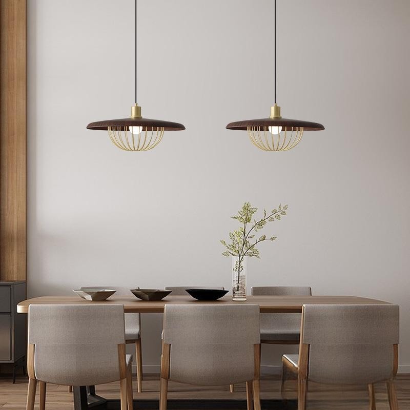 Nordic Wooden Cage Pendant Light Adjustable Hanging Ceiling Lamp for Indoor Lighting