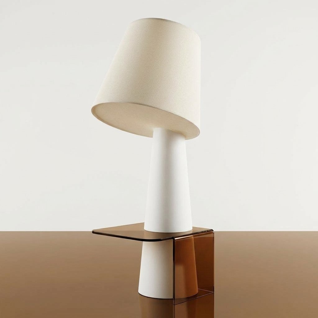Lumivex Nordic Column LED Fabric Floor Lamp with Tilted Shade