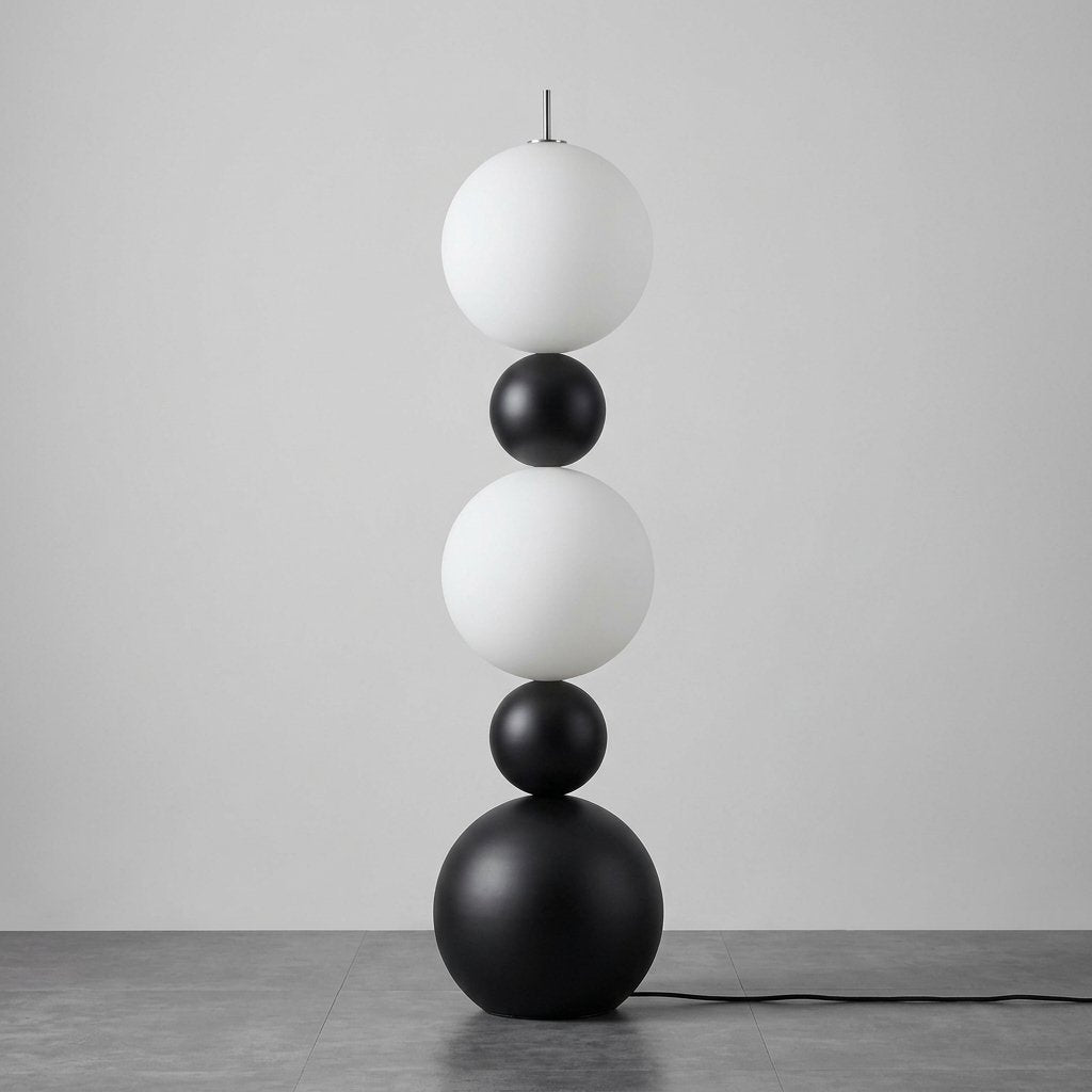 Orbivelle Stacked Globe LED Floor Lamp With Resin And Frosted Glass Orbs