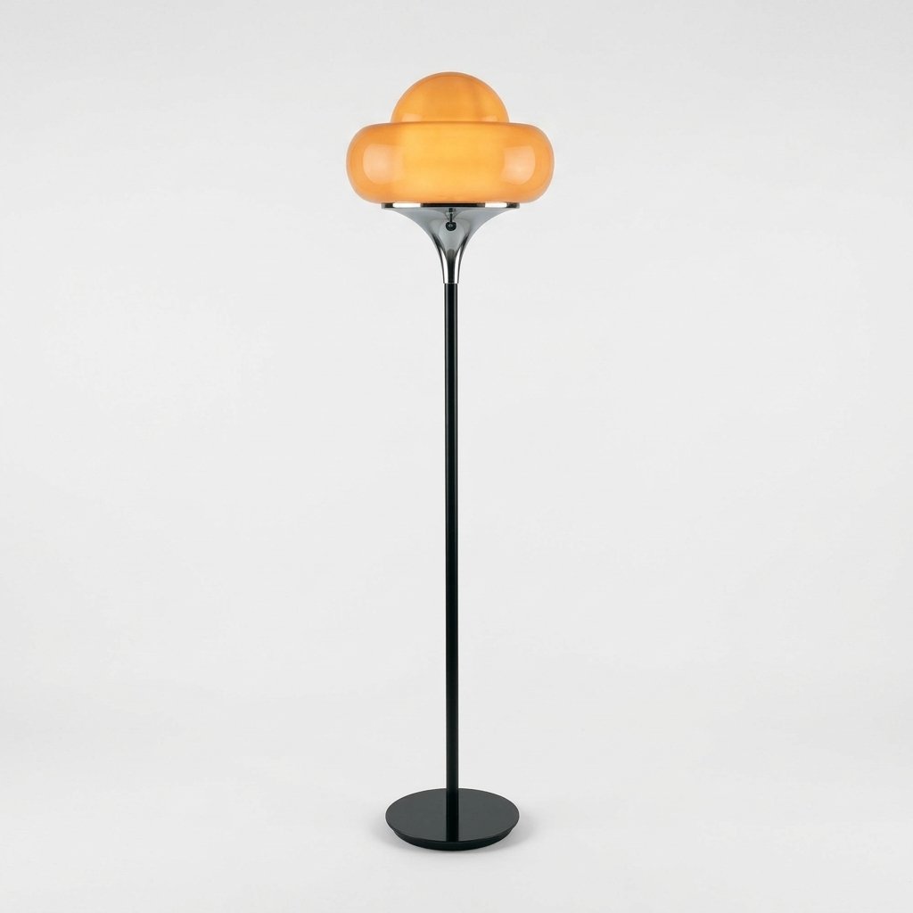 Velouri Airo Mid Century Glass Floor Lamp With Opal Globe Shade