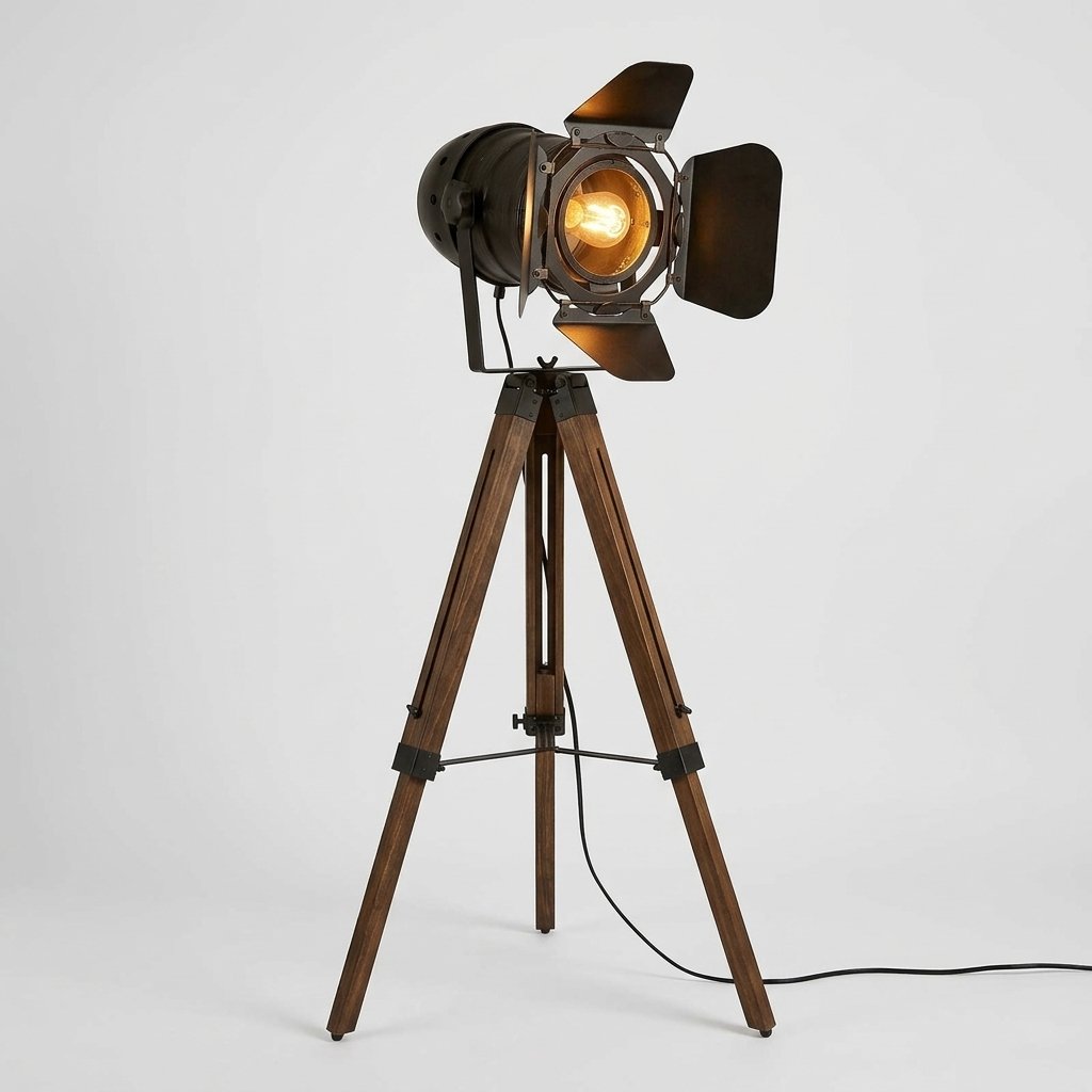 Staglow Vintage Cinema Tripod Floor Lamp With Adjustable Spotlight Head