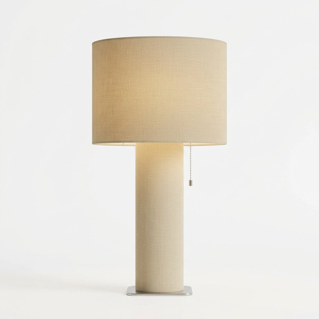 Velorne Wabi Sabi Fabric Column Table and Floor Lamp with Metal Base