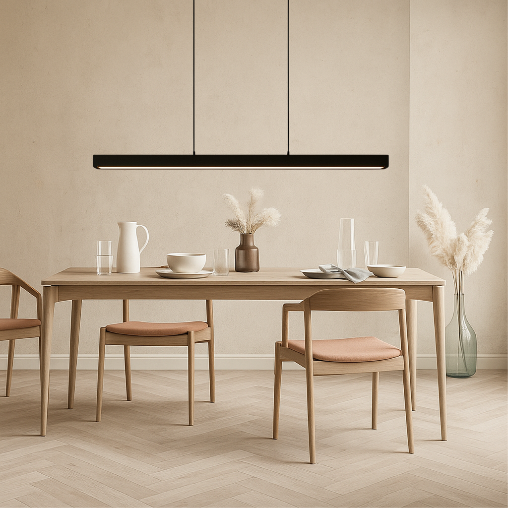 Scandinavian Linear Wood Beam Pendant Light for Even Illumination