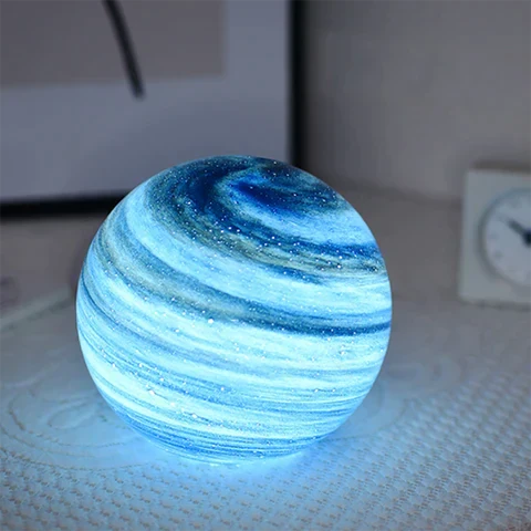 Glass Look Sphere LED Table Lamp With Swirl Pattern for Ambient Lighting