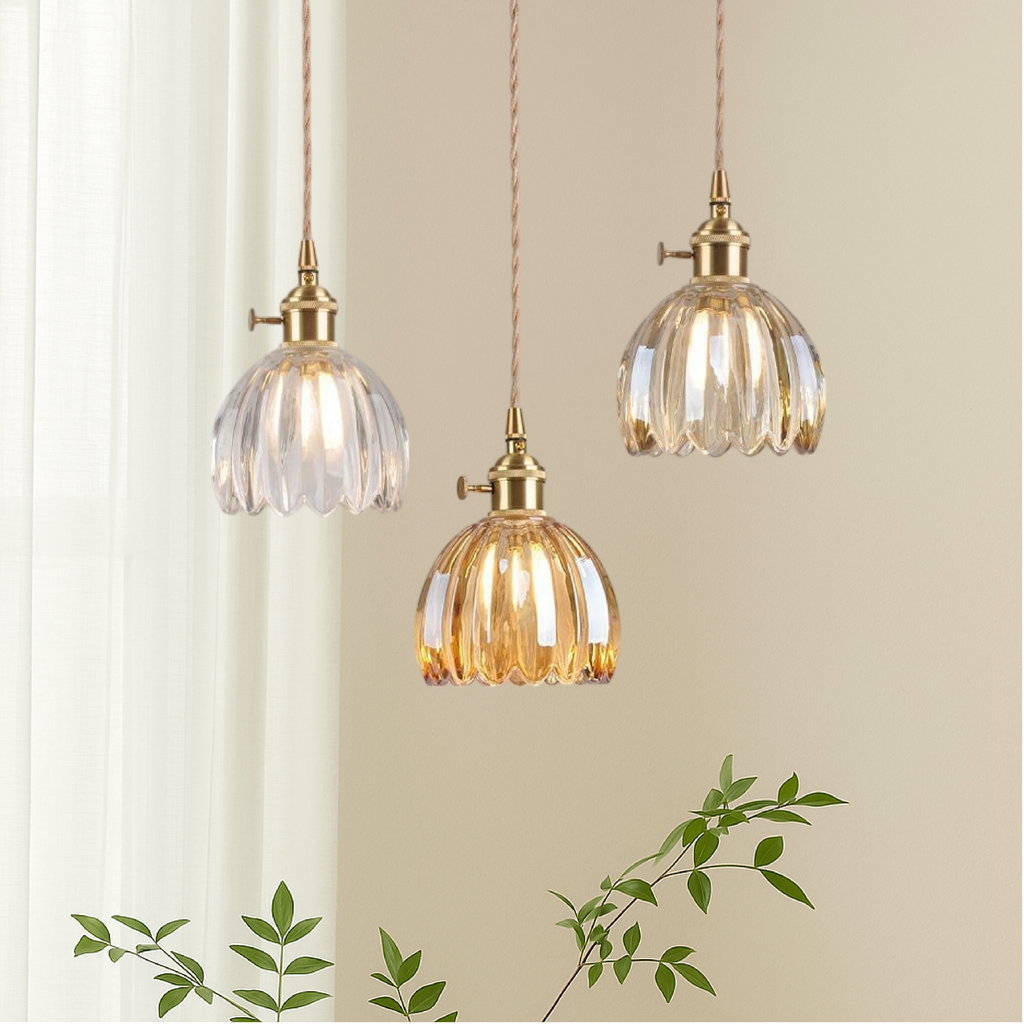 Japanese Ribbed Glass Pendant Light for Soft Ambient Illumination