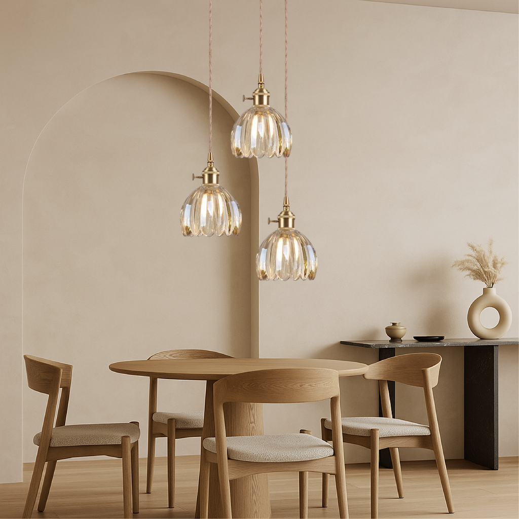 Japanese Ribbed Glass Pendant Light for Soft Ambient Illumination