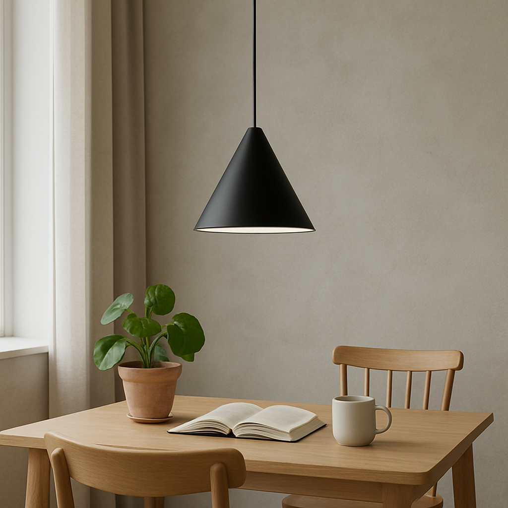 Modern Black Cone Pendant Lamp For Downward Focused Lighting