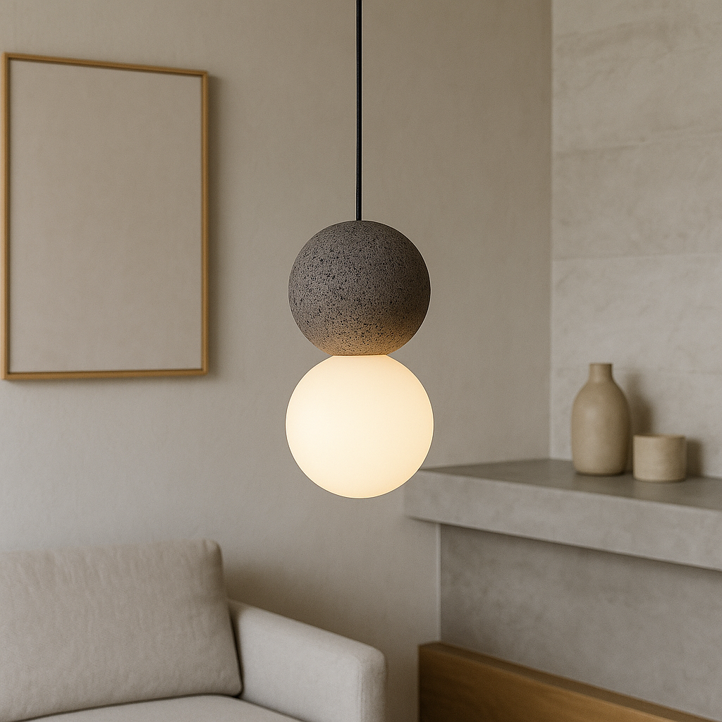 Minimalist Obsidian Stone Pendant Light for Focused Downward Illumination
