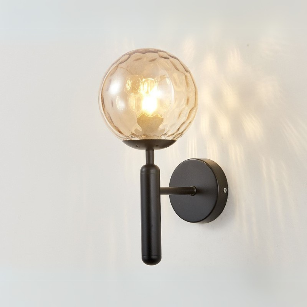 Aesthetic Nordic Sphere Wall Lamp Opal Glass Iron Lighting Fixture