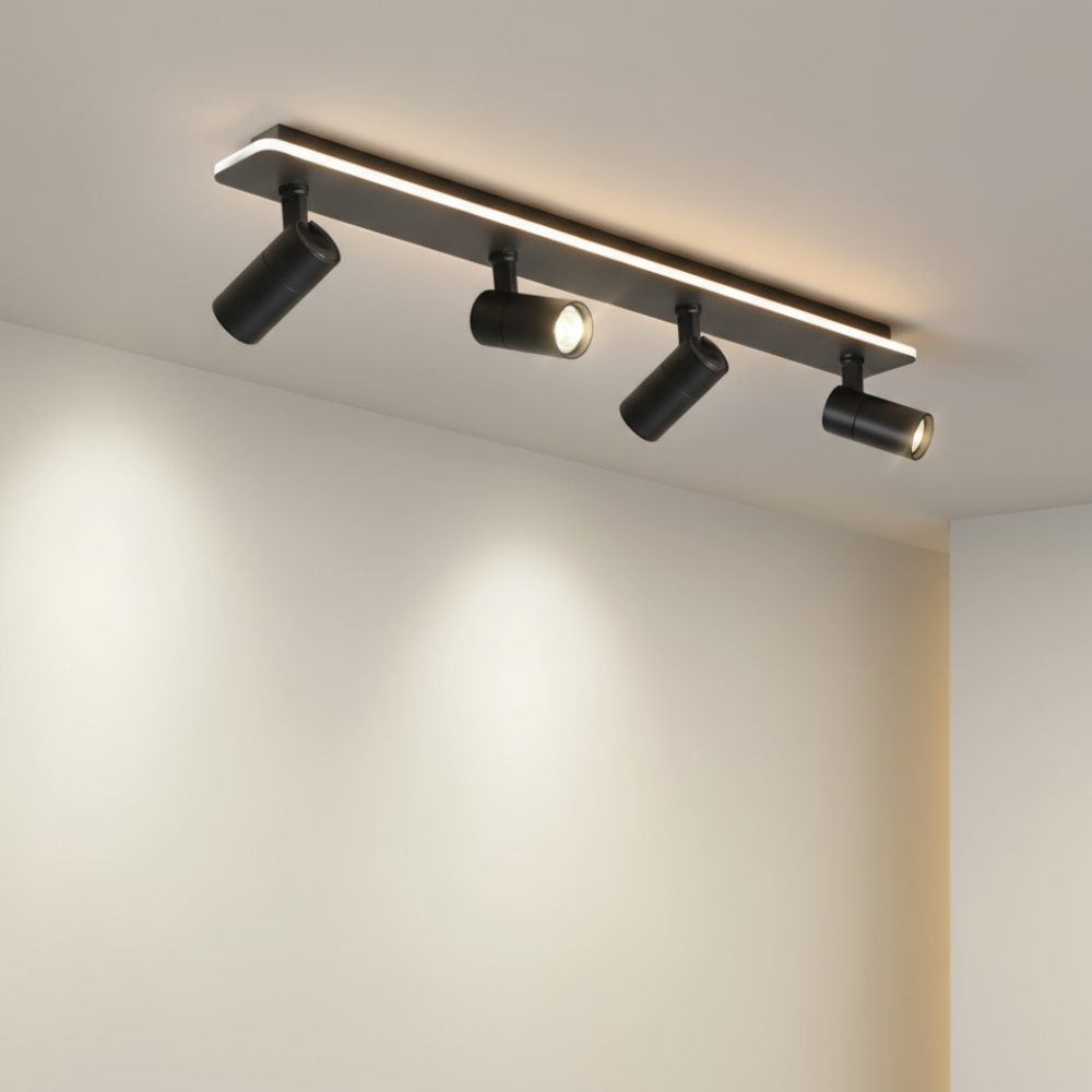 Modern Adjustable Multi-Spot Ceiling Light Linear Bar Fixture for Directional Lighting