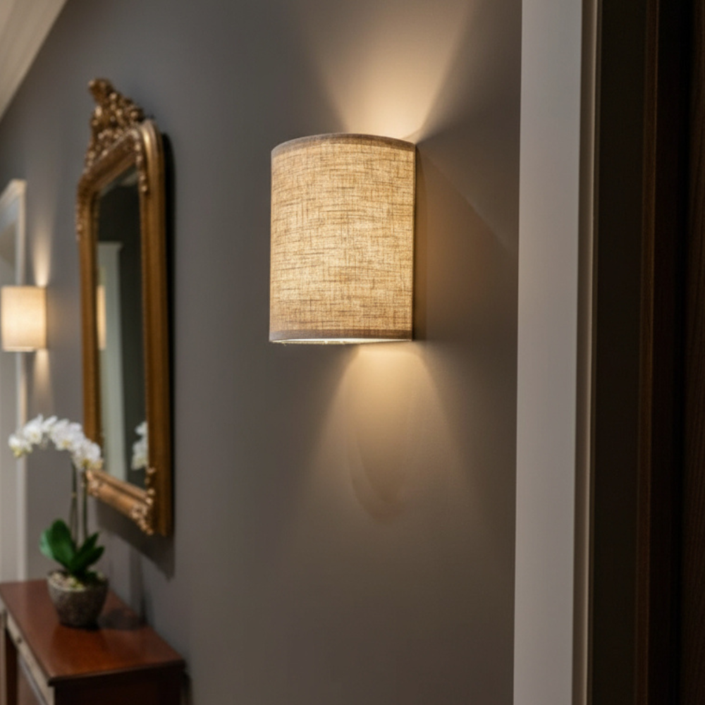 Pair of Fabric Wall Sconces for Upward and Downward Ambient Lighting