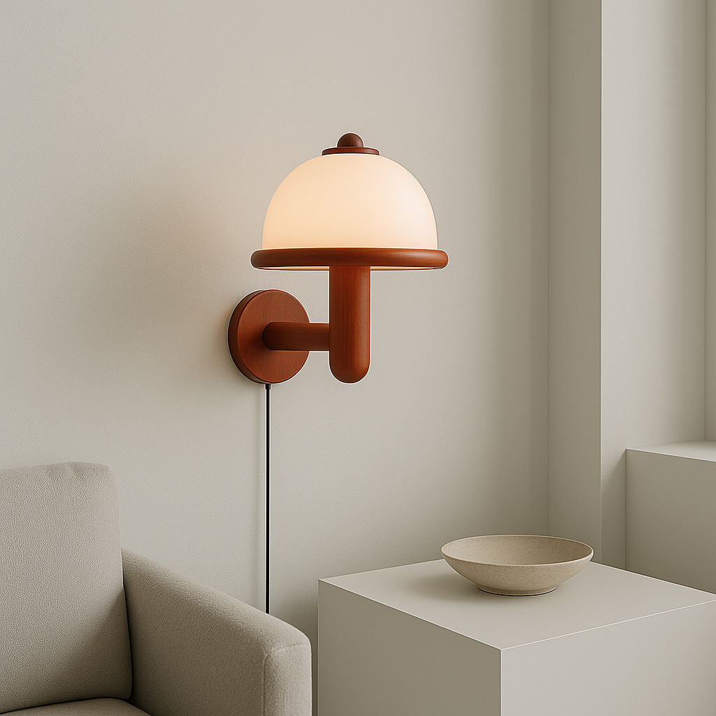 Oak Wood Mushroom Wall Lamp Plug In Ambient Lighting 国产成人