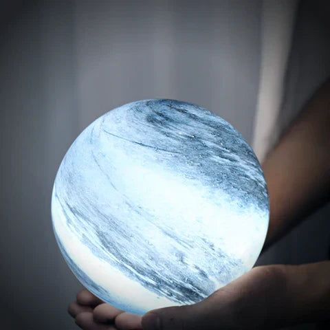 Glass Look Sphere LED Table Lamp With Swirl Pattern for Ambient Lighting