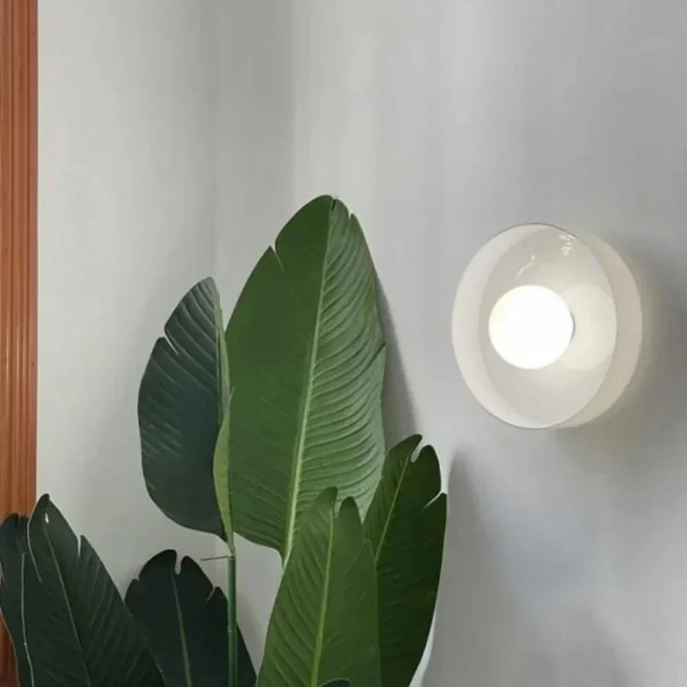 Olive Glass Disc Ceiling And Wall Light With Central Globe