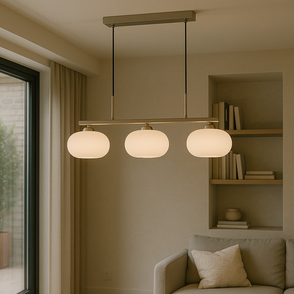 Modern 3-Light Bauhaus Linear Island Pendant Light for Even Illumination