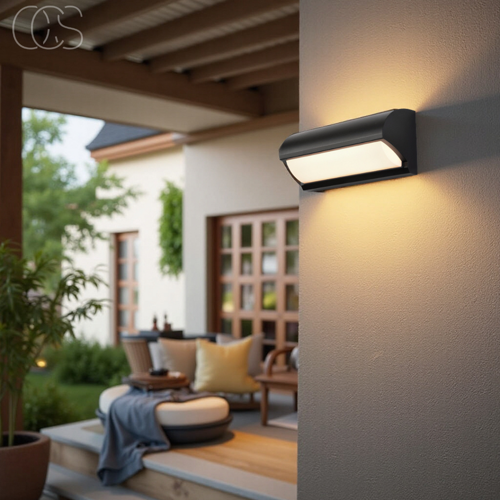 Black Rectangular LED Outdoor Wall Light For Exterior Illumination