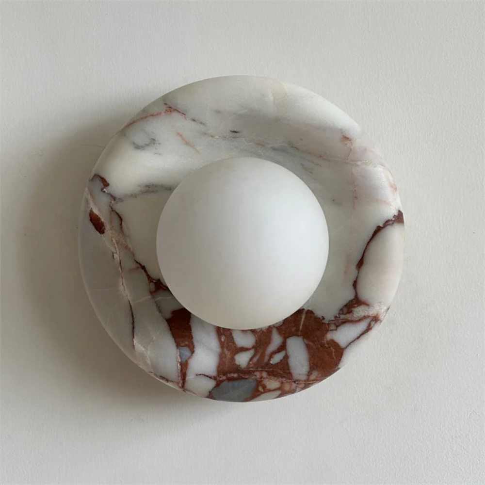 Marble Wall Sconce With Glass Globe for Indoor LED Lighting