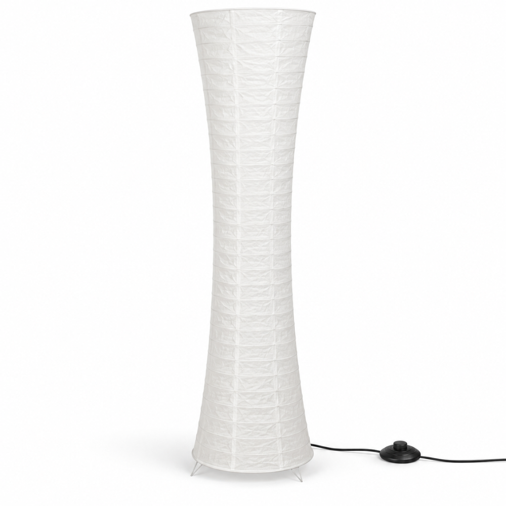 Sculptural Rice Paper LED Floor Lamp for Warm Ambient Living Room Lighting