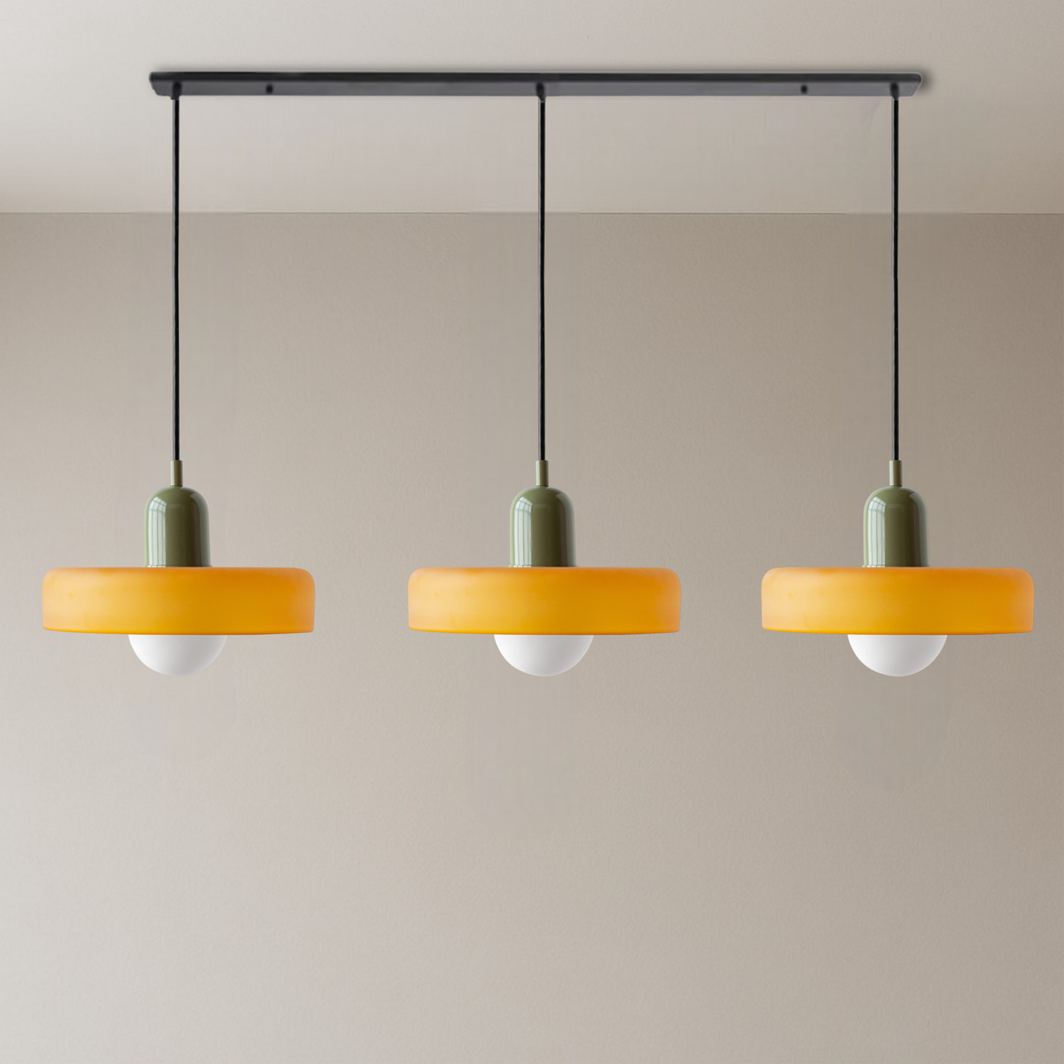 Bauhaus Triple Glass Pendant Light Adjustable Three Shade Ceiling Fixture