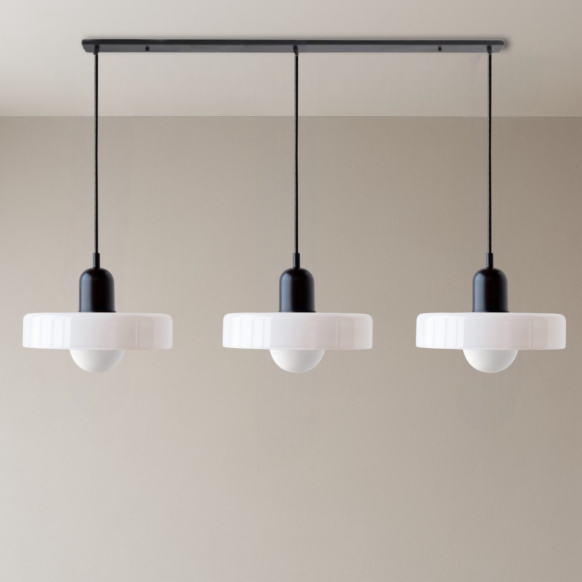 Bauhaus Triple Glass Pendant Light Adjustable Three Shade Ceiling Fixture
