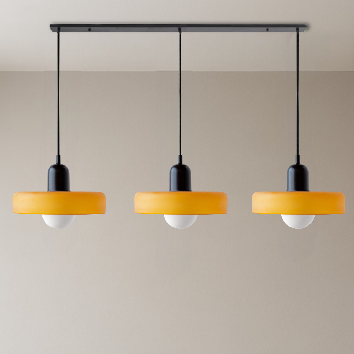 Bauhaus Triple Glass Pendant Light Adjustable Three Shade Ceiling Fixture