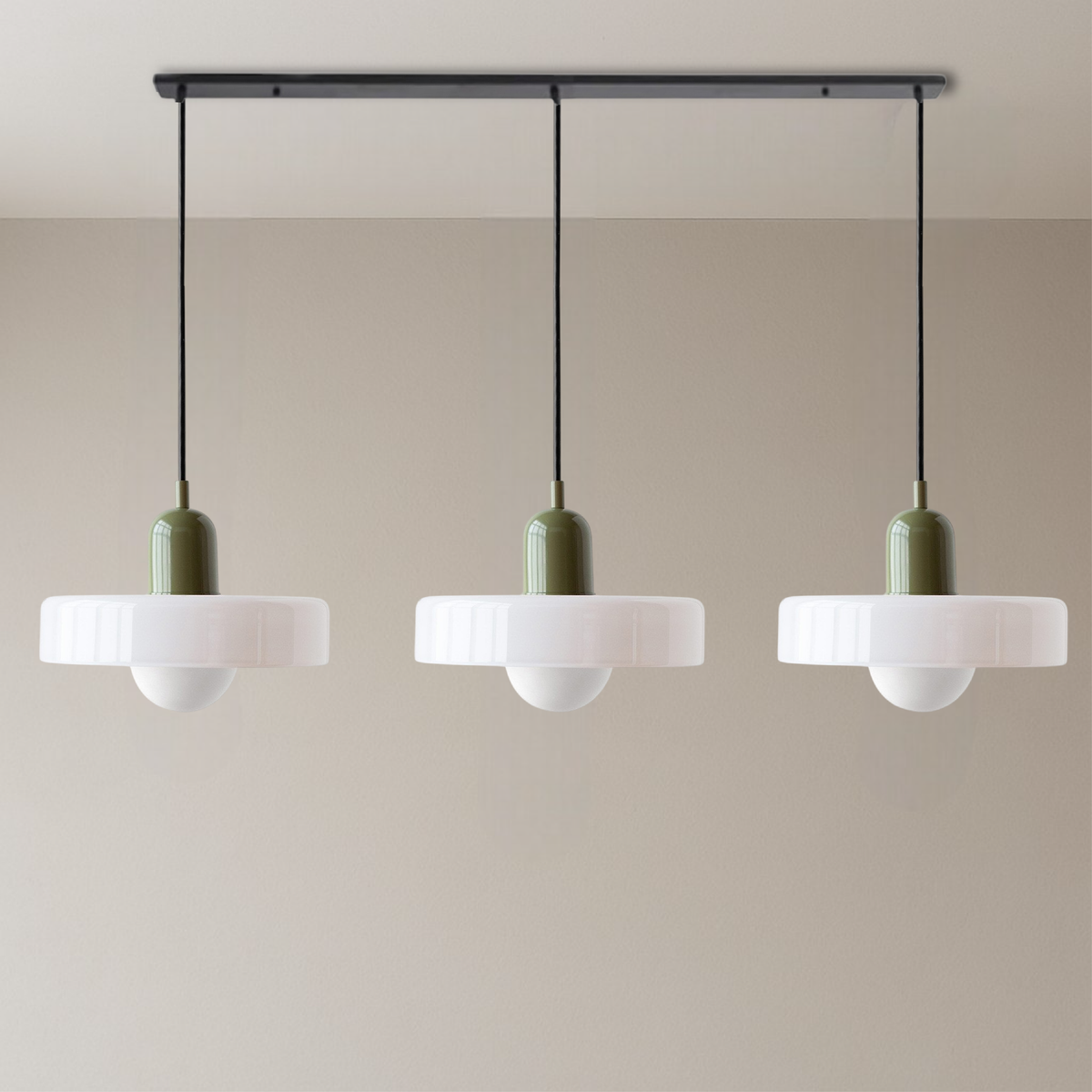 Bauhaus Triple Glass Pendant Light Adjustable Three Shade Ceiling Fixture