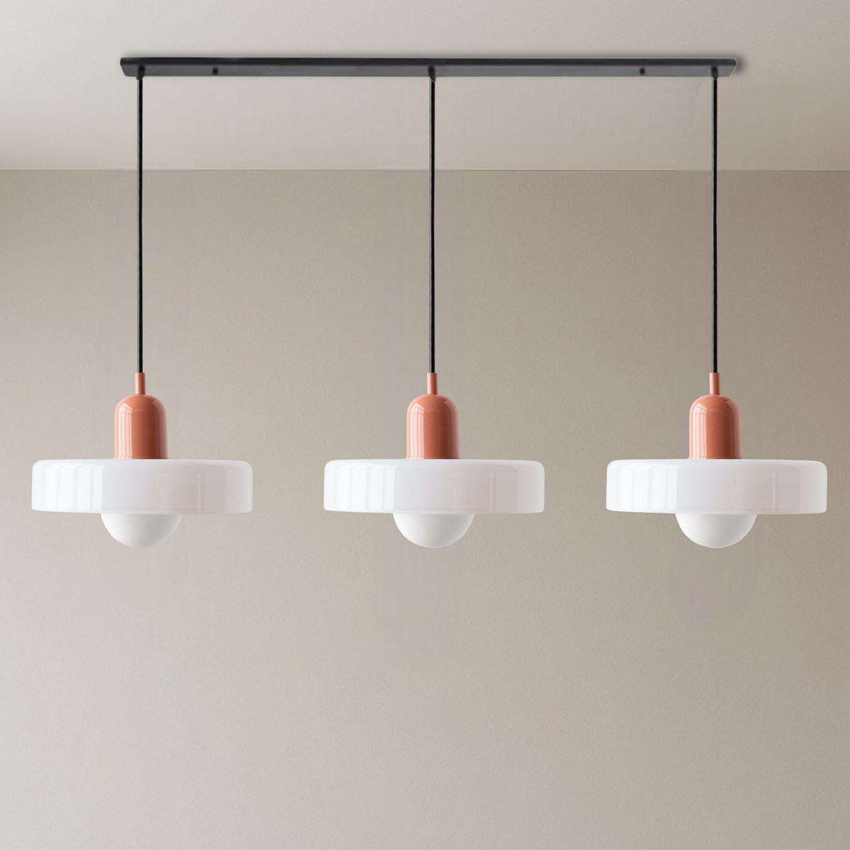 Bauhaus Triple Glass Pendant Light Adjustable Three Shade Ceiling Fixture