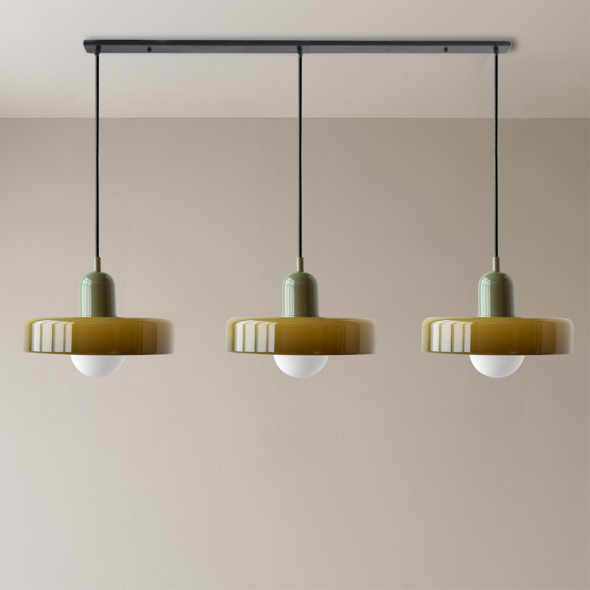 Bauhaus Triple Glass Pendant Light Adjustable Three Shade Ceiling Fixture