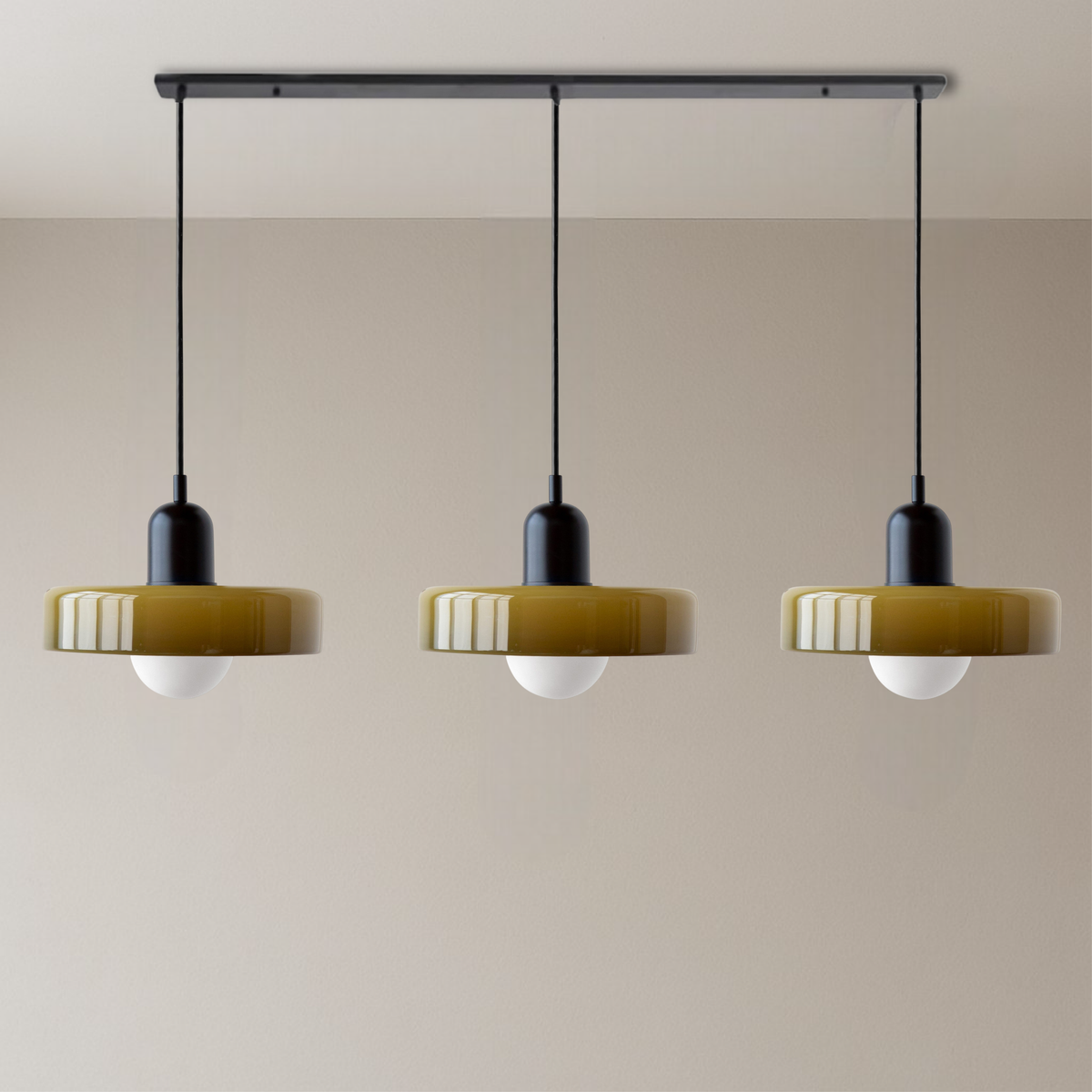 Bauhaus Triple Glass Pendant Light Adjustable Three Shade Ceiling Fixture