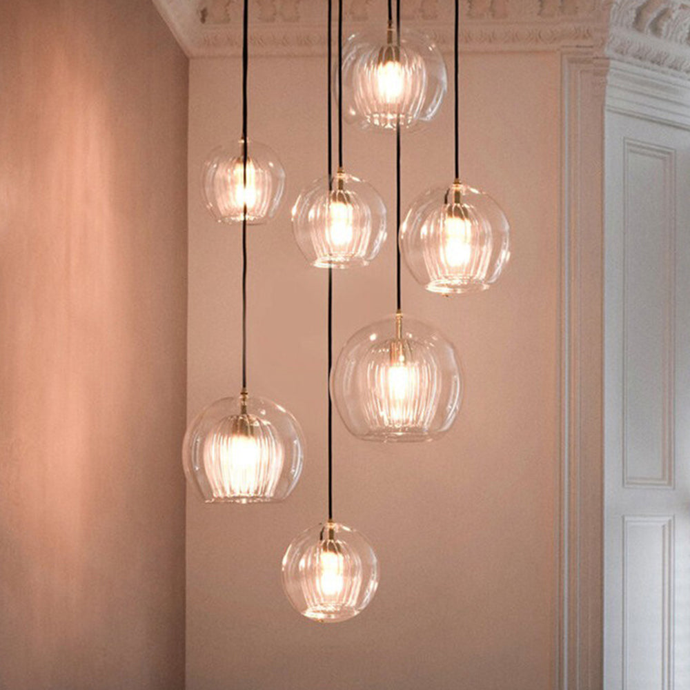 Ribbed Glass Drop Pendant Light for Soft Ambient Interior Lighting