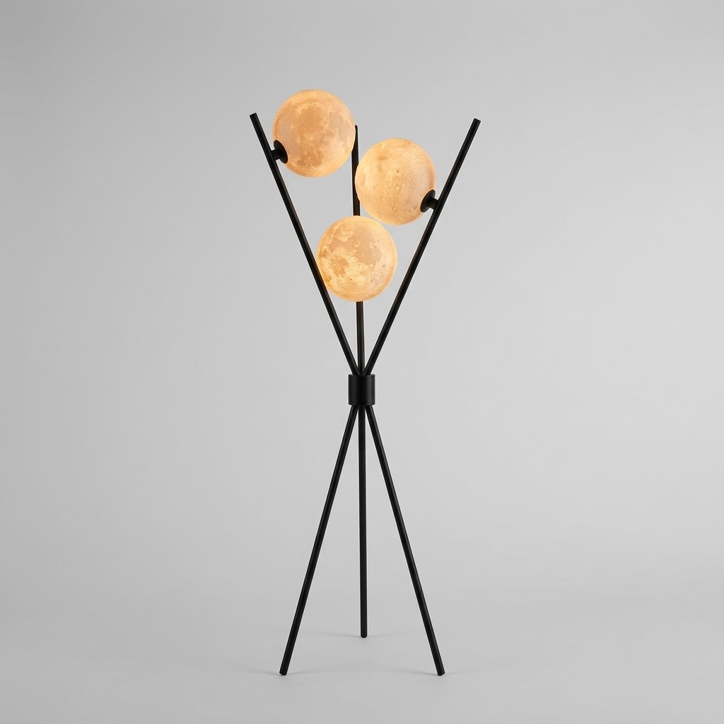 Orblyne Moon Tripod Floor And Table Lamp With 3D Globe Shades