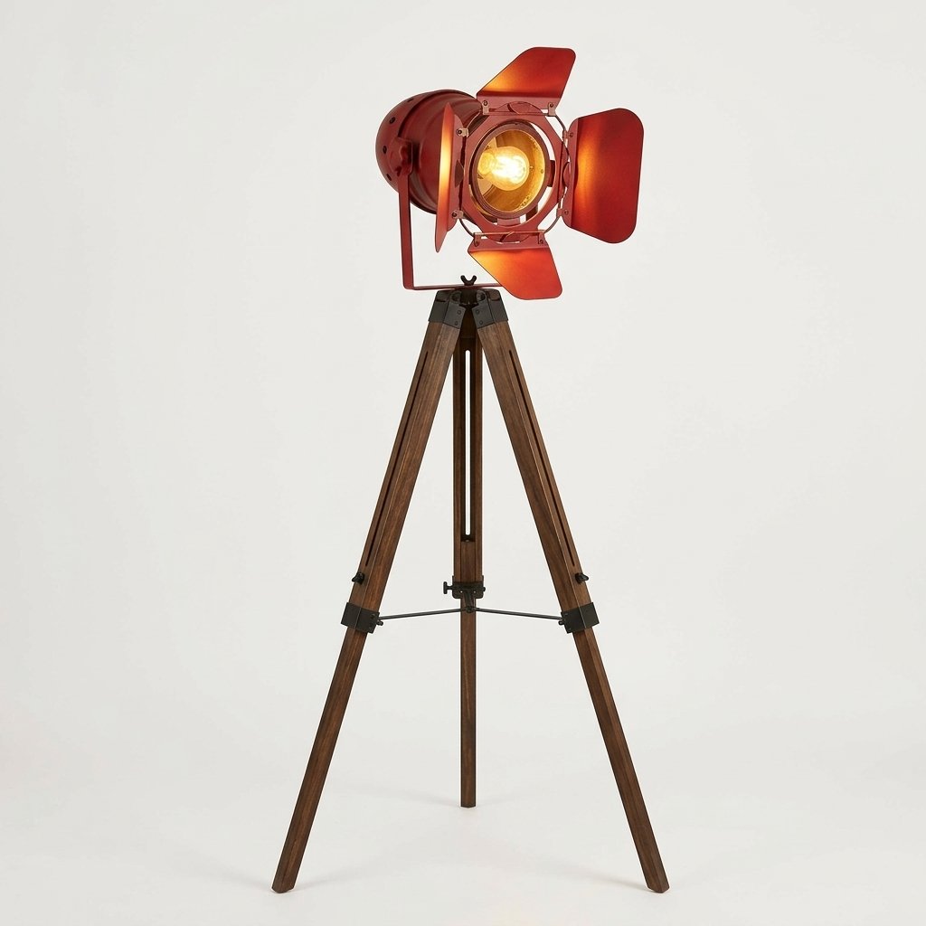 Staglow Vintage Cinema Tripod Floor Lamp With Adjustable Spotlight Head