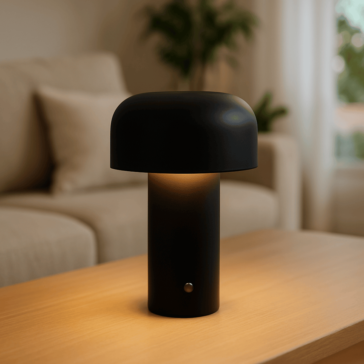Rechargeable LED Table Lamp With Adjustable Downward Lighting And Metal Shade