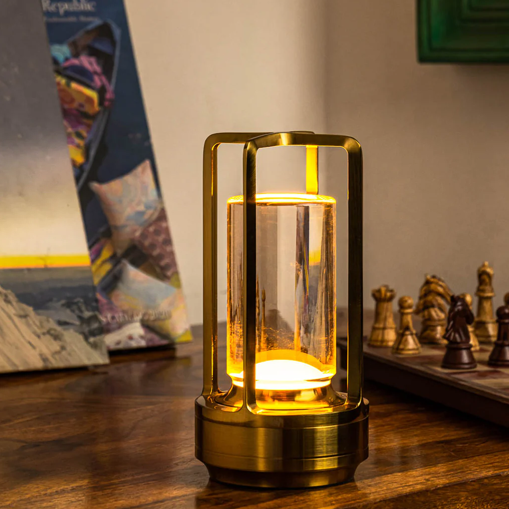 Modern Wireless Lantern Desk Lamp With Warm Ambient Lighting