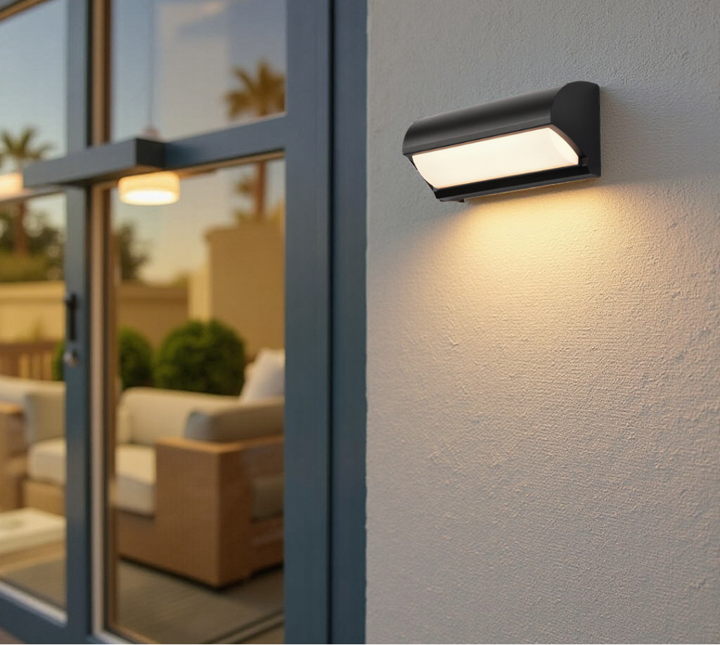 Black Rectangular LED Outdoor Wall Light For Exterior Illumination