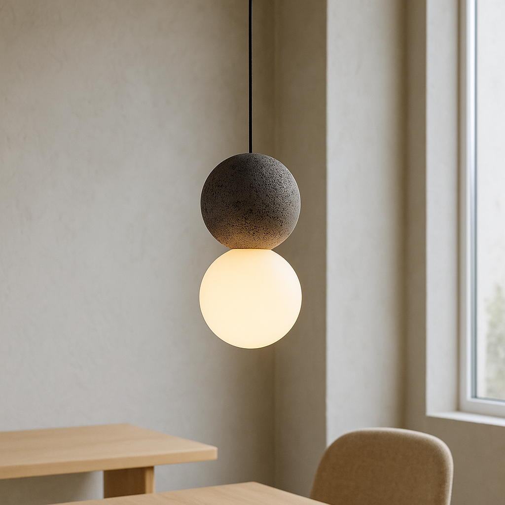 Minimalist Obsidian Stone Pendant Light for Focused Downward Illumination