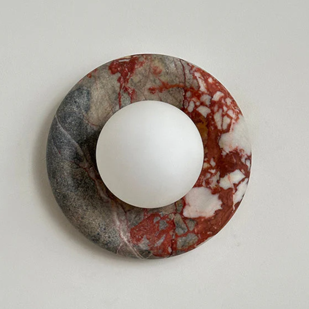 Marble Wall Sconce With Glass Globe for Indoor LED Lighting