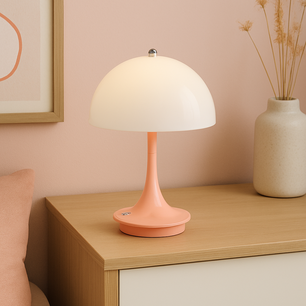 Mushroom Table Lamp Cordless Rechargeable Ambient Light Vintage Design